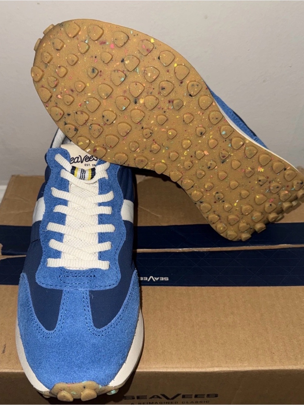 SeaVees Blue & White Suede Acorn trainers size 10 women - Picture 3 of 7